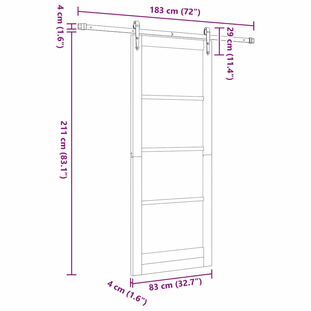 Klizna vrata Bijelo 83 x 211 cm Masivna borovina i staklo
