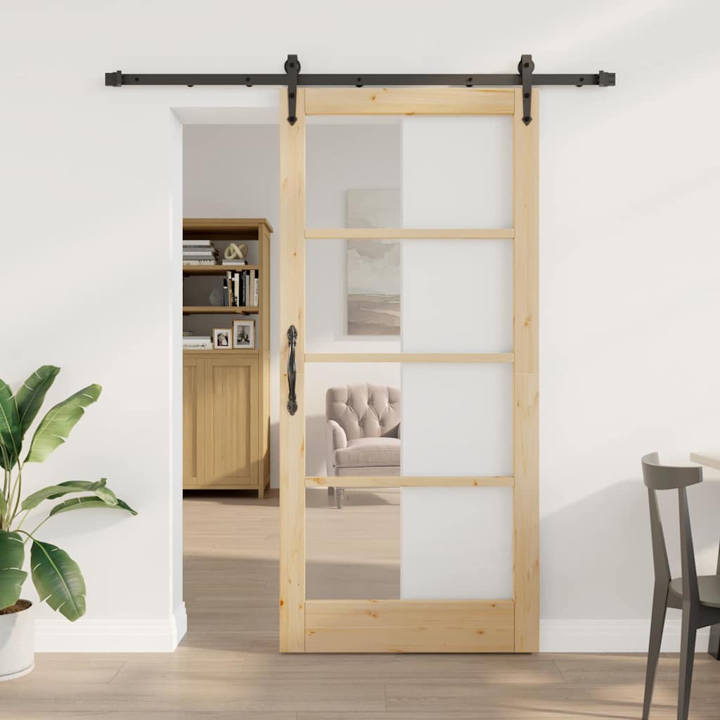 Klizna vrata Prirodna 93 x 202 cm Masivna borovina i staklo