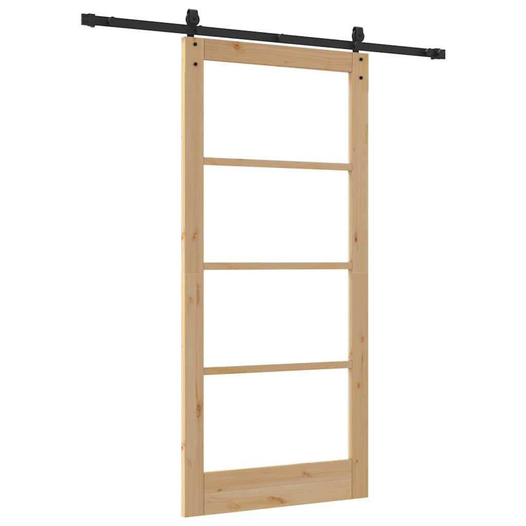 Klizna vrata Prirodna 93 x 202 cm Masivna borovina i staklo