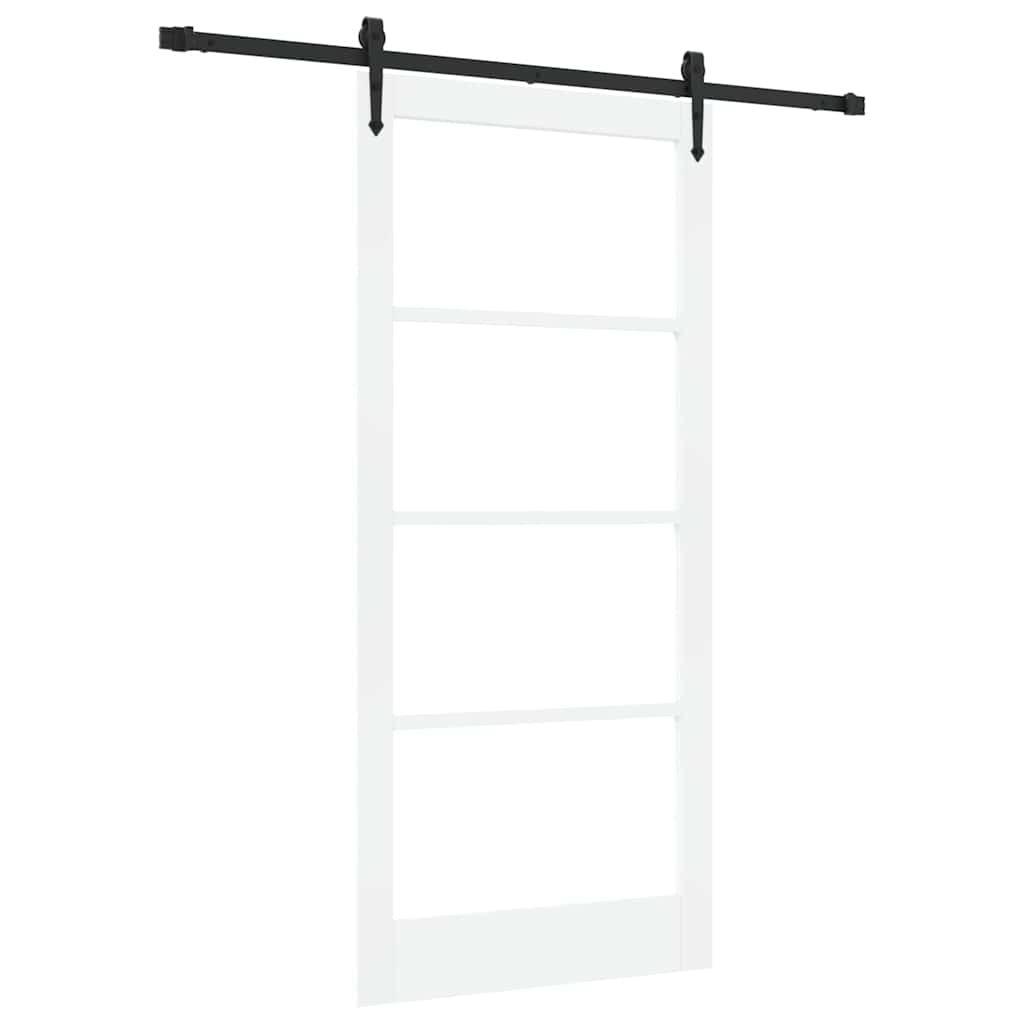 Klizna vrata Bijelo 93 x 202 cm Masivna borovina i staklo