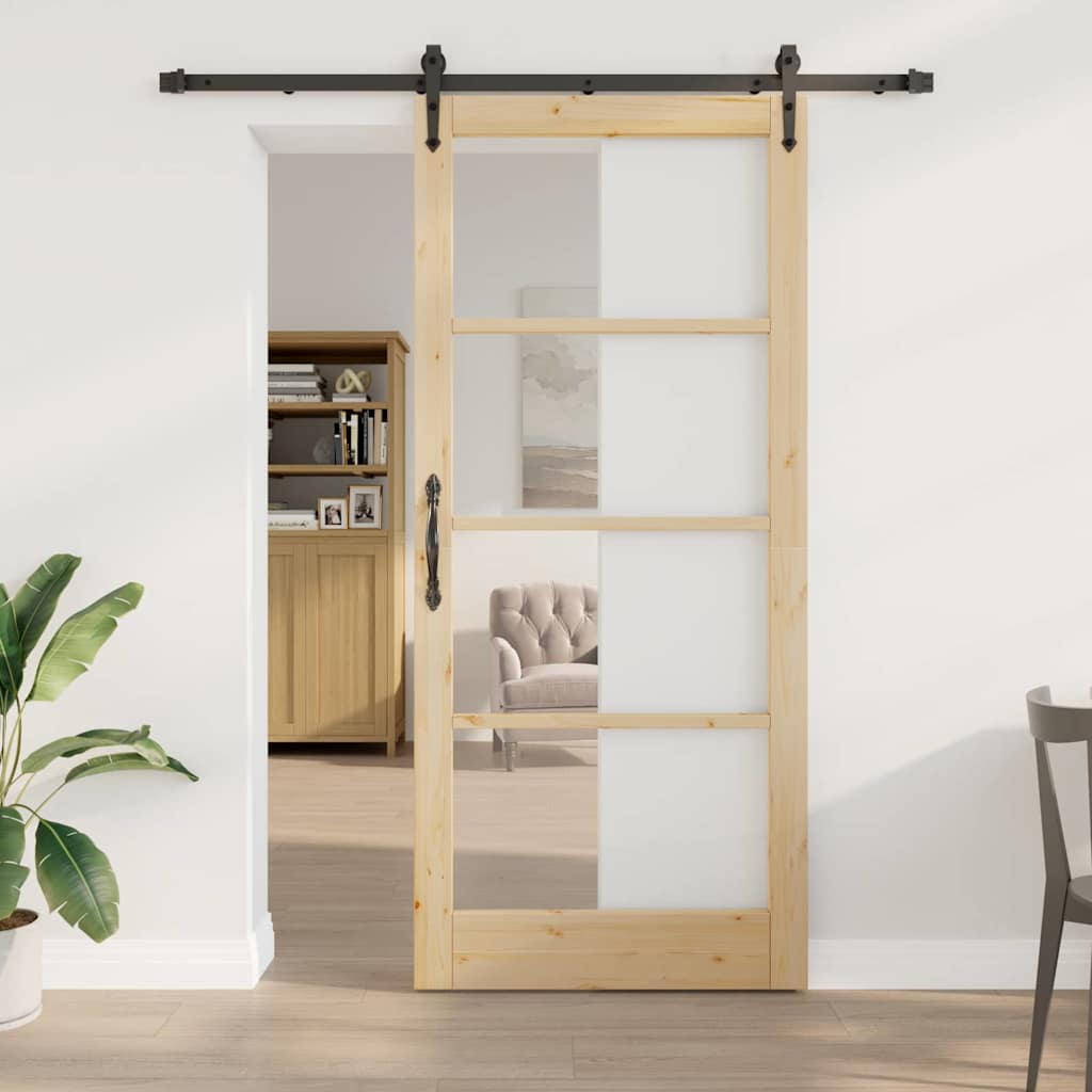Klizna vrata Prirodna 93 x 211 cm Masivna borovina i staklo