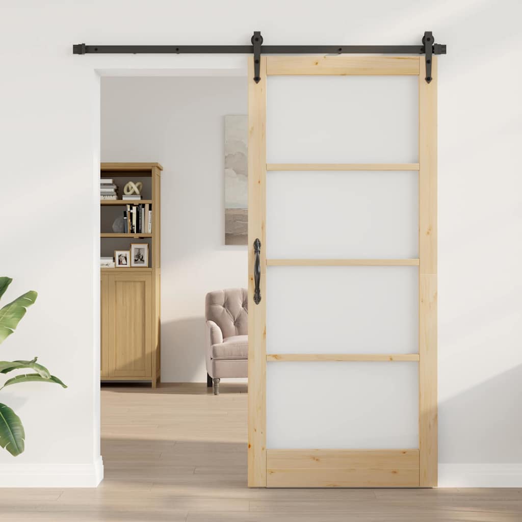 Klizna vrata Prirodna 93 x 211 cm Masivna borovina i staklo