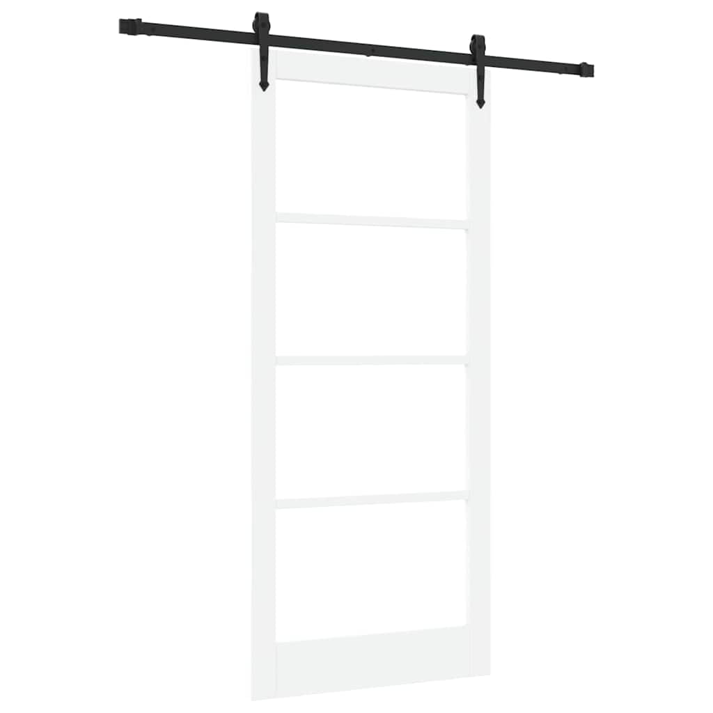 Klizna vrata Bijelo 93 x 211 cm Masivna borovina i staklo