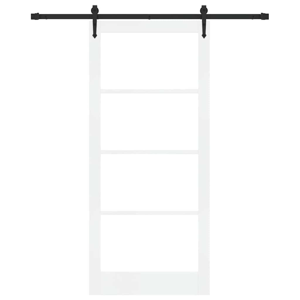 Klizna vrata Bijelo 93 x 211 cm Masivna borovina i staklo