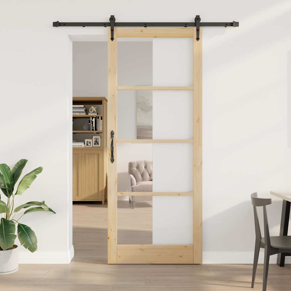 Klizna vrata Prirodna 93 x 232 cm Masivna borovina i staklo