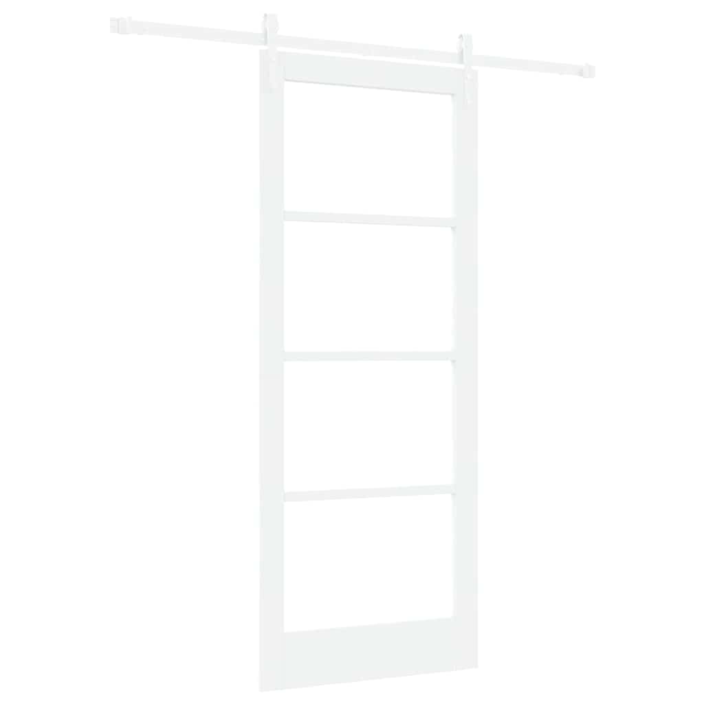Klizna vrata Bijelo 83 x 202 cm Masivna borovina i staklo