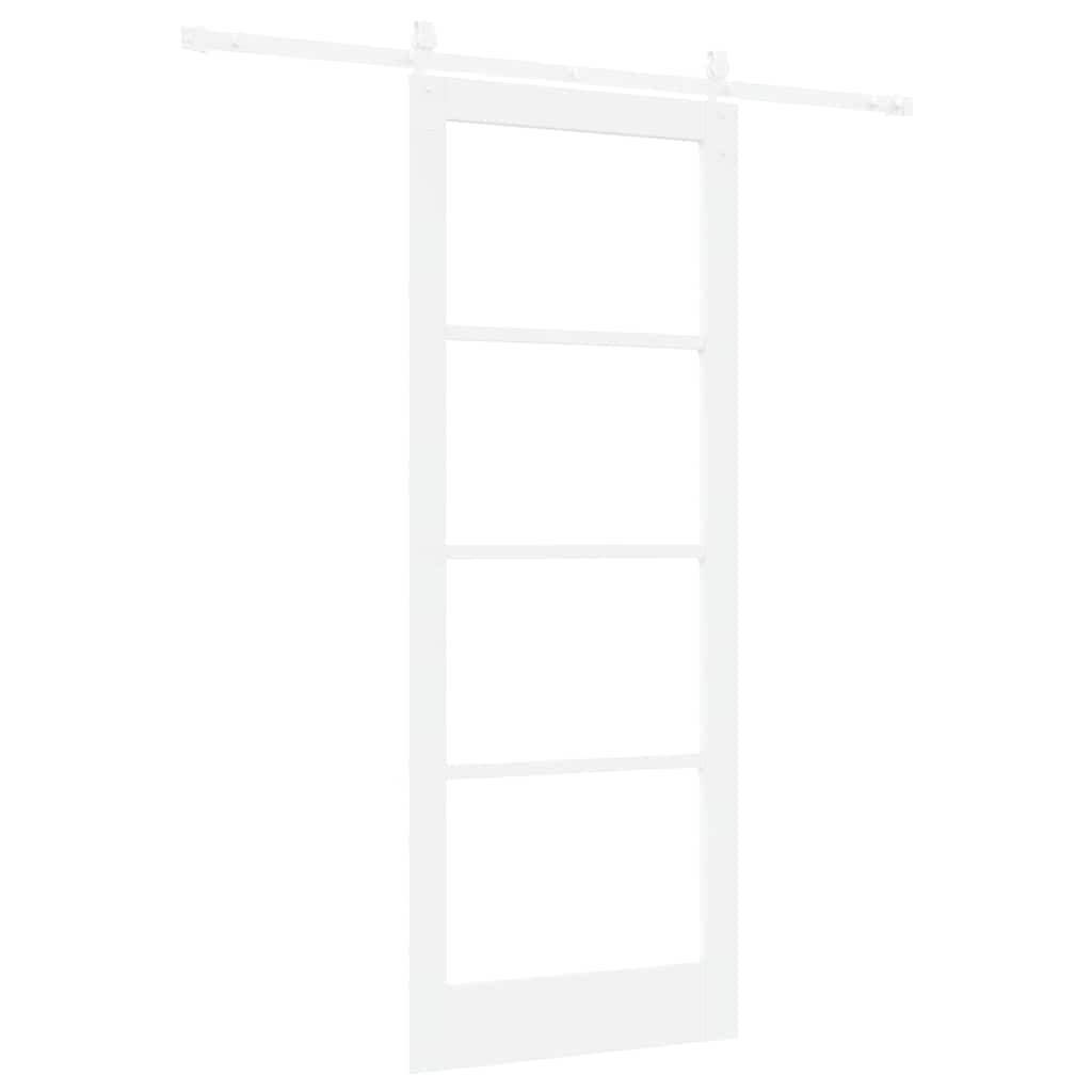 Klizna vrata Bijelo 83 x 211 cm Masivna borovina i staklo
