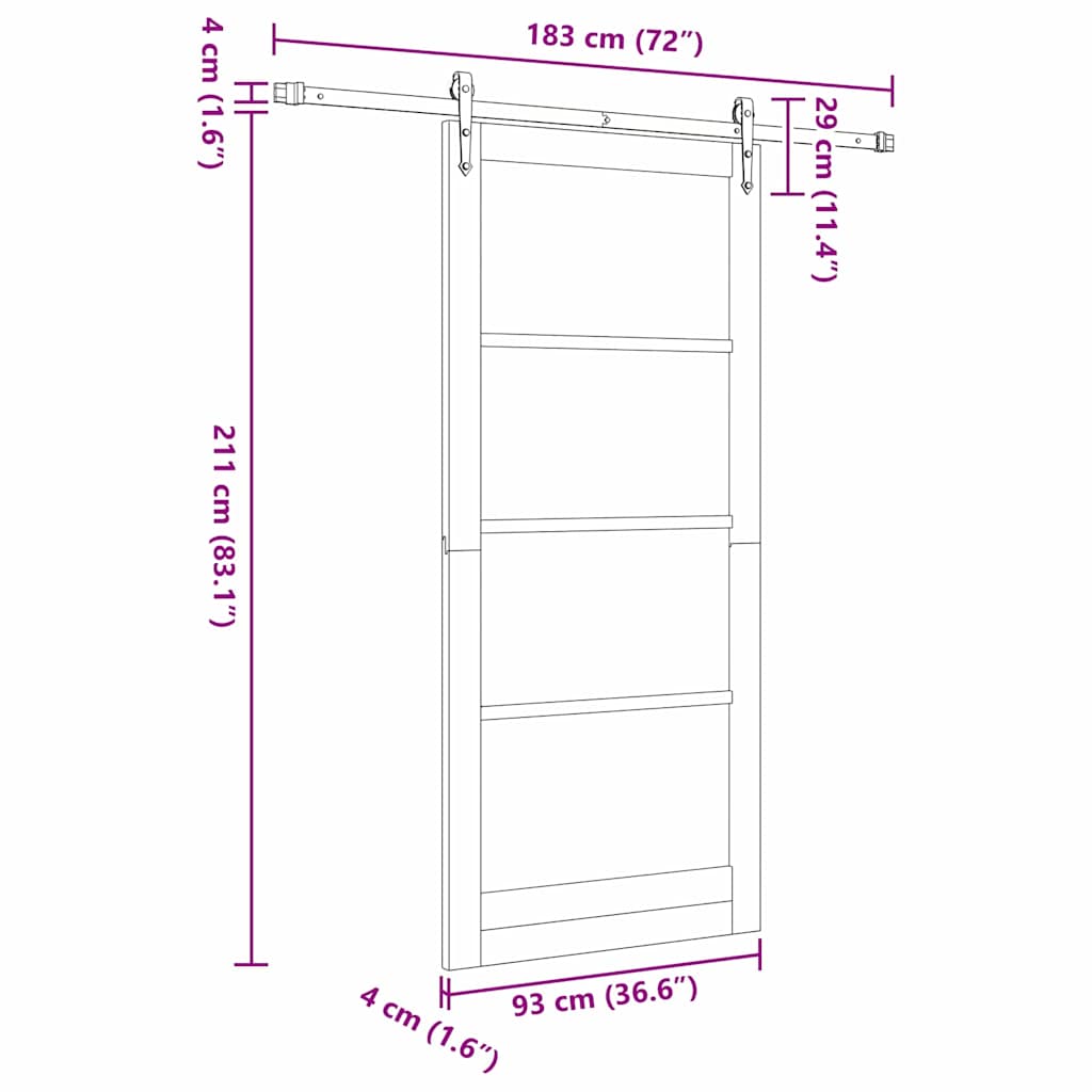 Klizna vrata Prirodna 93 x 211 cm Masivna borovina i staklo