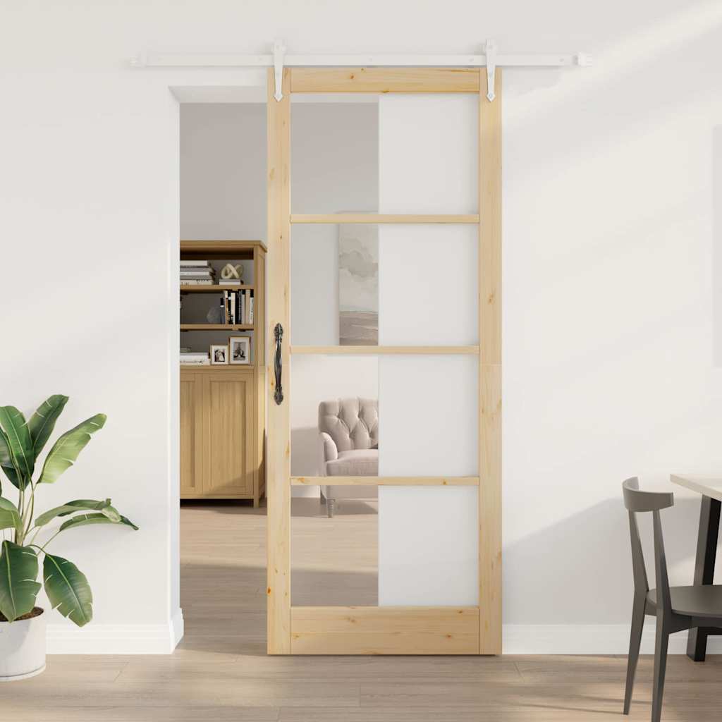 Klizna vrata Prirodna 93 x 232 cm Masivna borovina i staklo