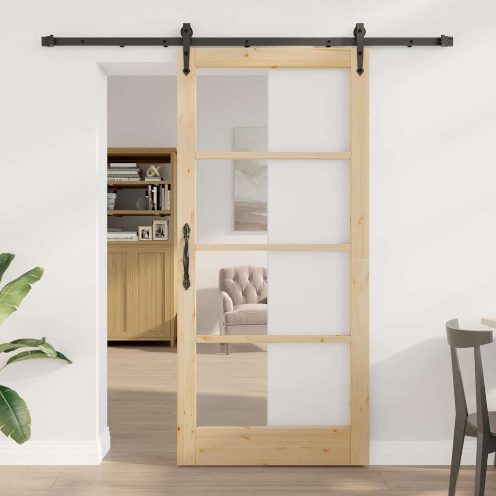 Klizna vrata Prirodna i crna 93 x 202 cm