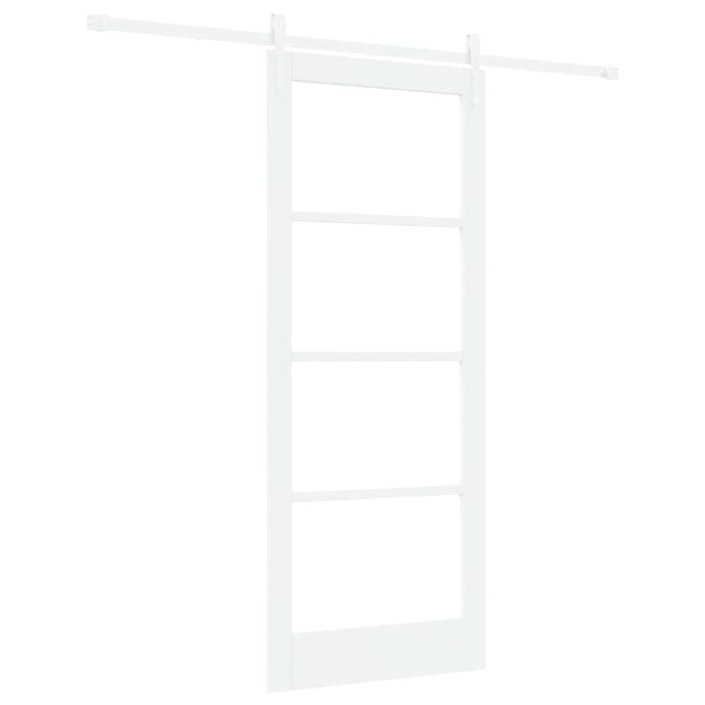 Klizna vrata Bijelo 83 x 202 cm Masivna borovina i staklo