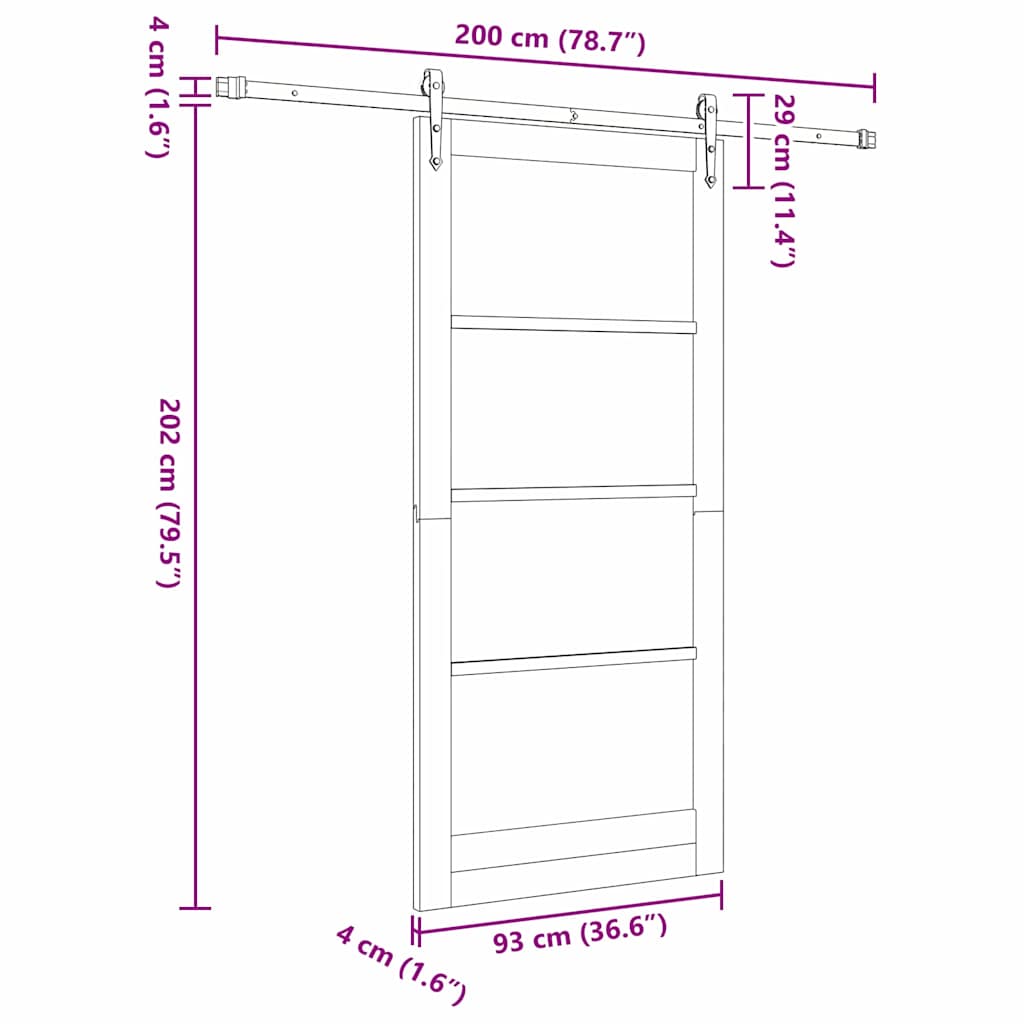 Klizna vrata Prirodna 93 x 202 cm Masivna borovina i staklo