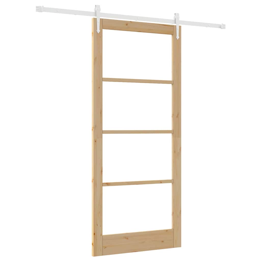 Klizna vrata Prirodna 93 x 211 cm Masivna borovina i staklo