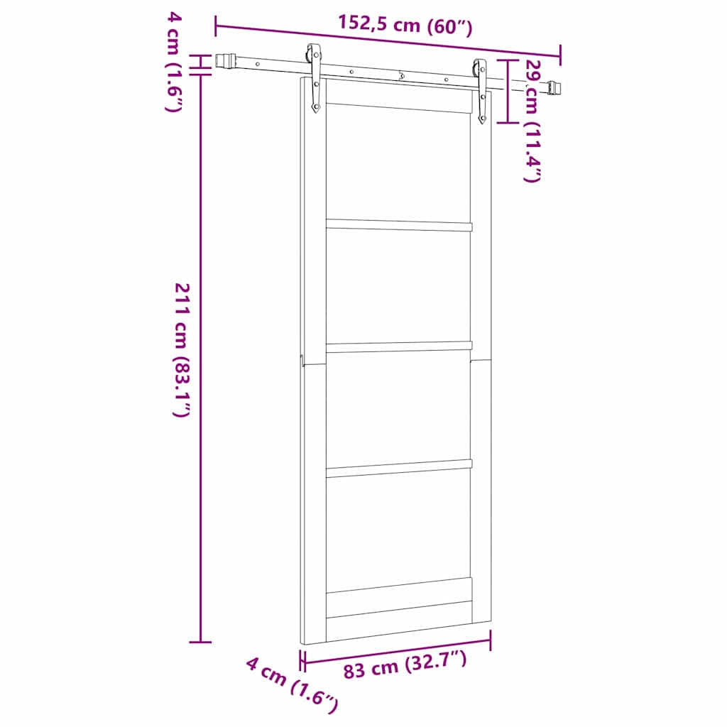 Klizna vrata ORKDAL Bijelo 83 x 211 cm