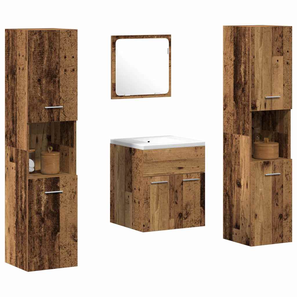 Set namještaja za kupaonicu 4 pcs Staro drvo Konstruirano drvo