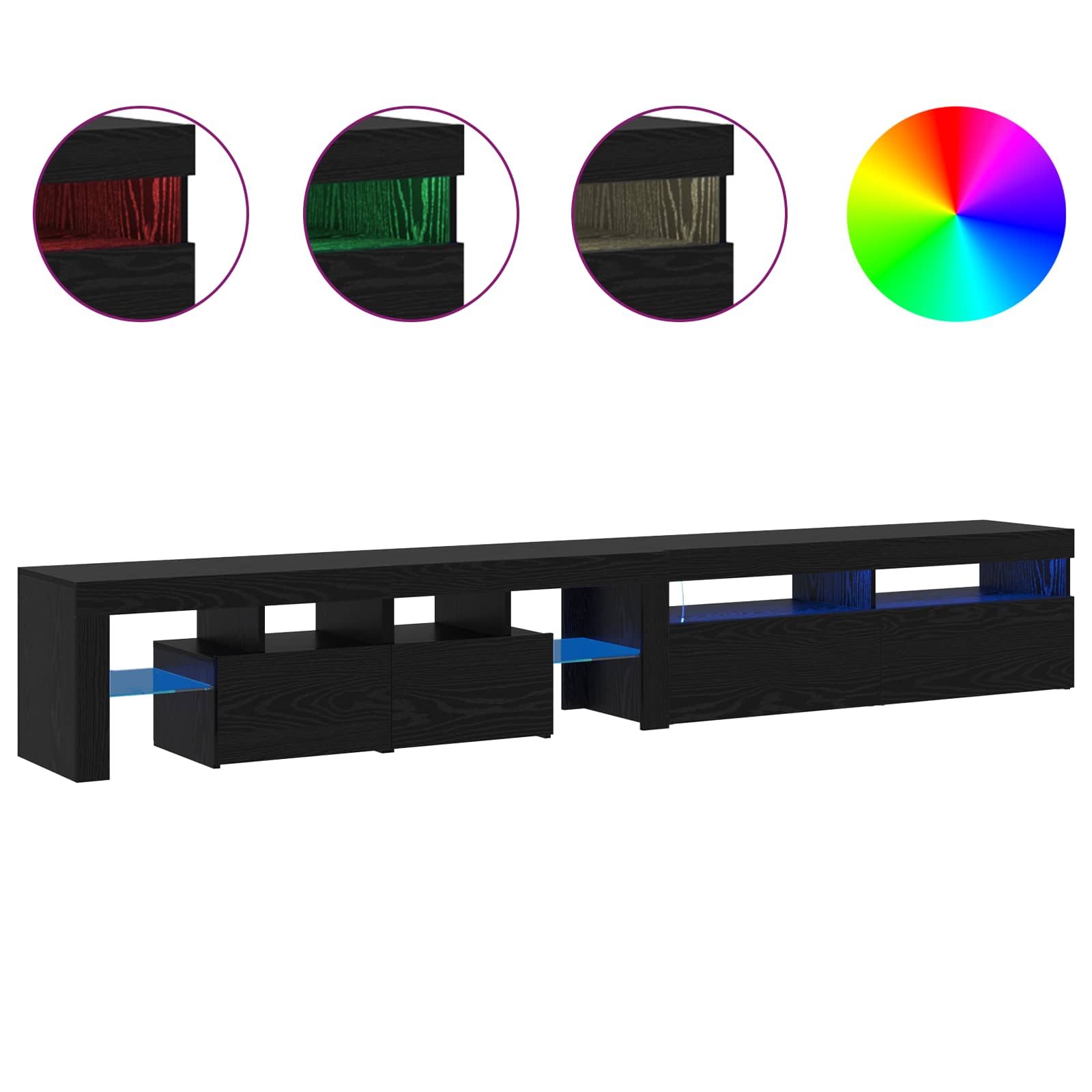 TV ormar 2 pcs Crni hrast 260 x 37 x 40 cm Konstruirano drvo