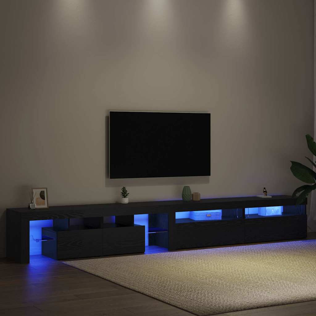 TV ormar 3 pcs Crni hrast 290 x 36,5 x 40 cm Konstruirano drvo