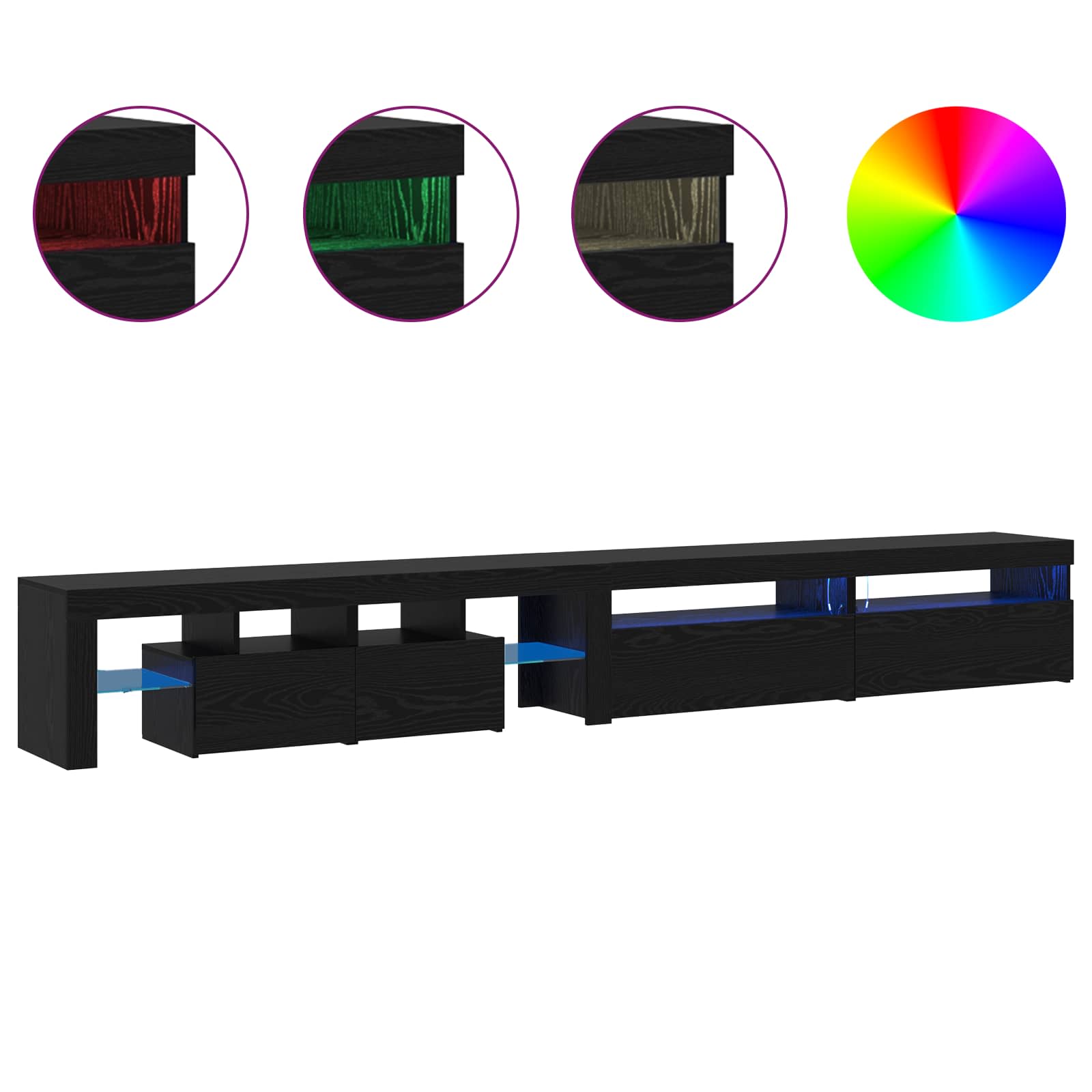TV ormar 3 pcs Crni hrast 290 x 36,5 x 40 cm Konstruirano drvo