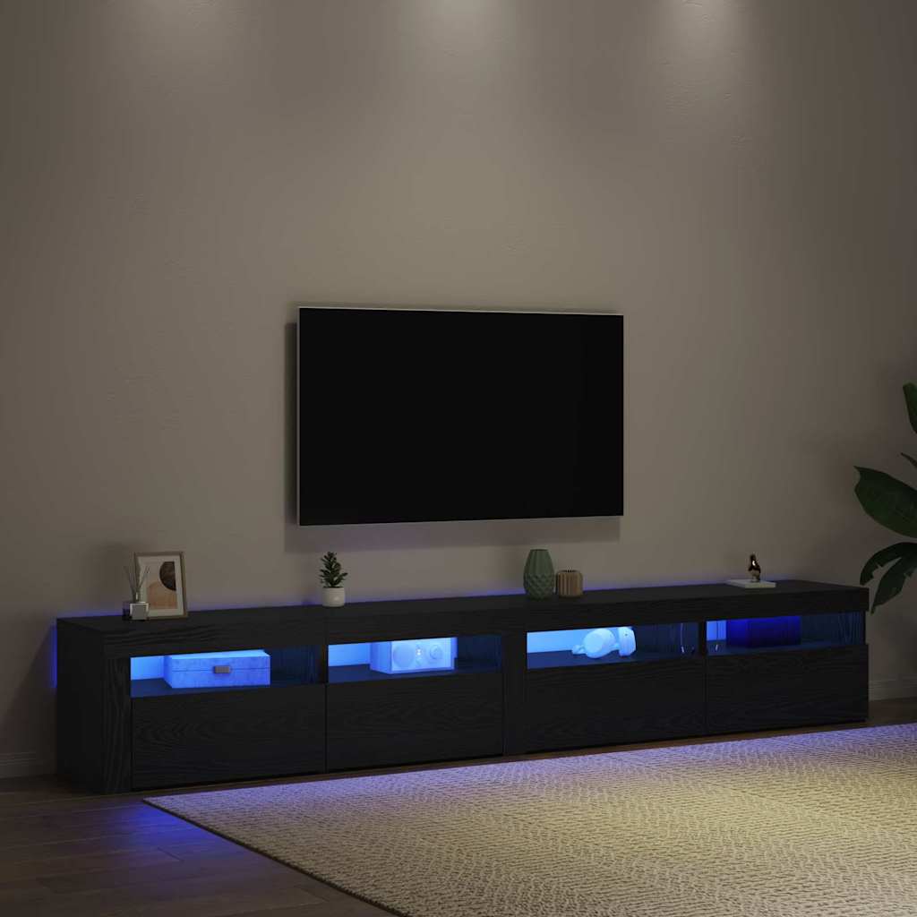 Set TV komoda S LED lampica 3 pcs Crni hrast 240 x 35 x 40 cm