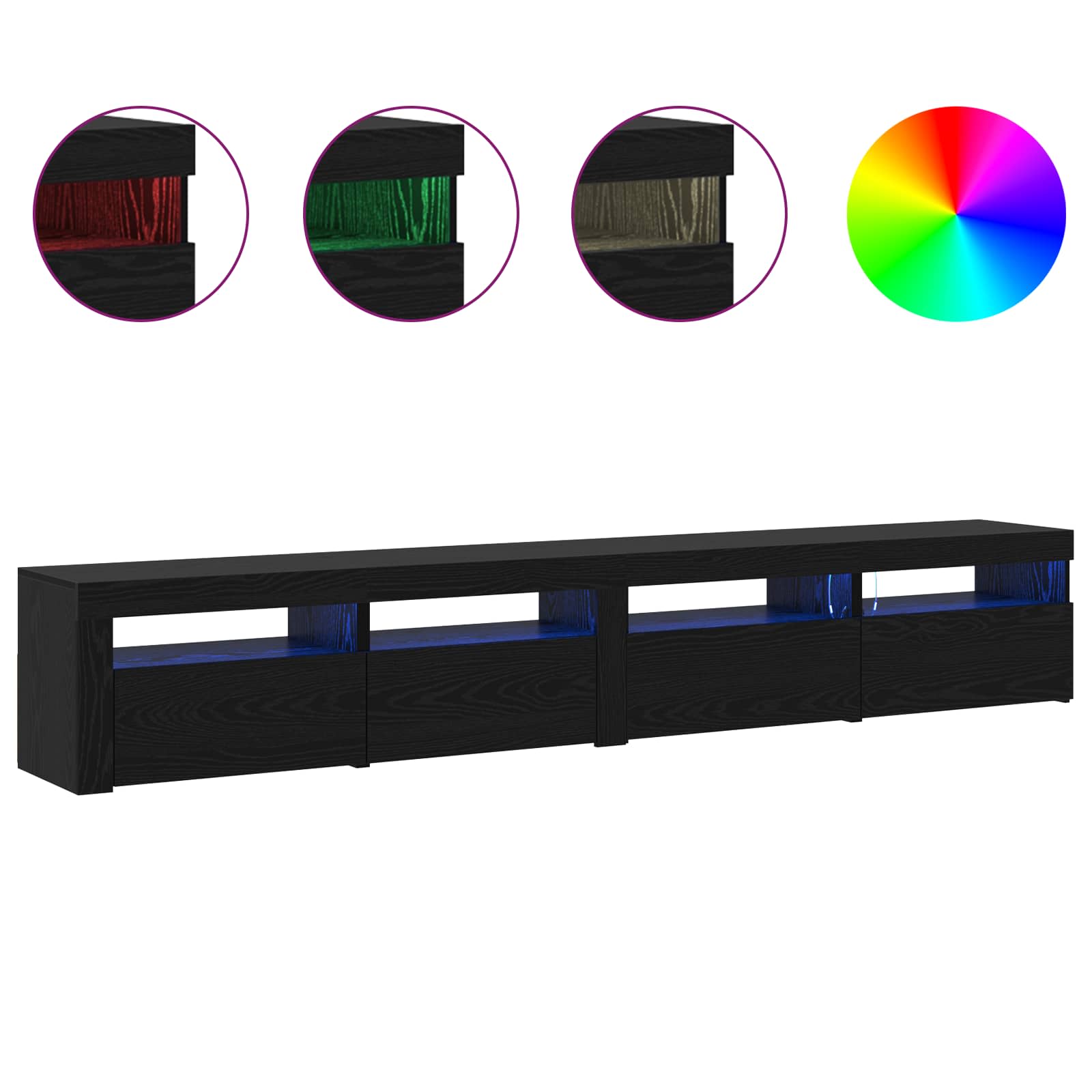 Set TV komoda S LED lampica 3 pcs Crni hrast 240 x 35 x 40 cm
