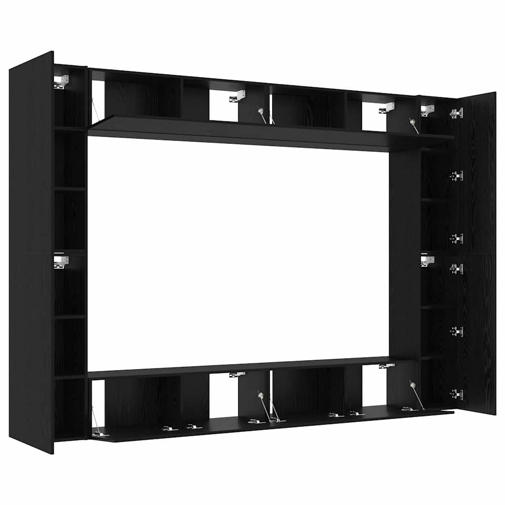 Set TV komoda Zidne 8 pcs Crni hrast 100 x 30 x 30 cm