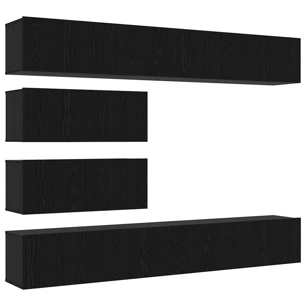 Set TV komoda Zidne 6 pcs Crni hrast Konstruirano drvo
