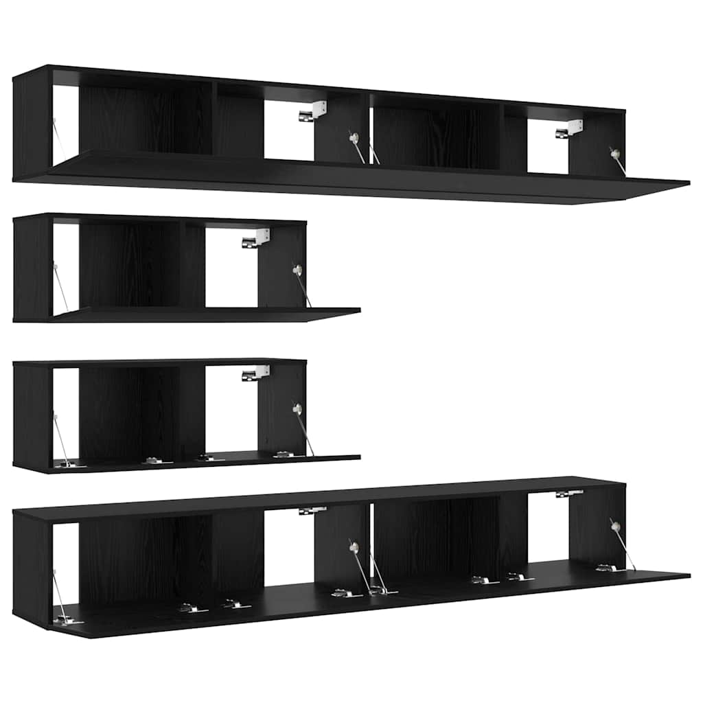 Set TV komoda Zidne 6 pcs Crni hrast Konstruirano drvo