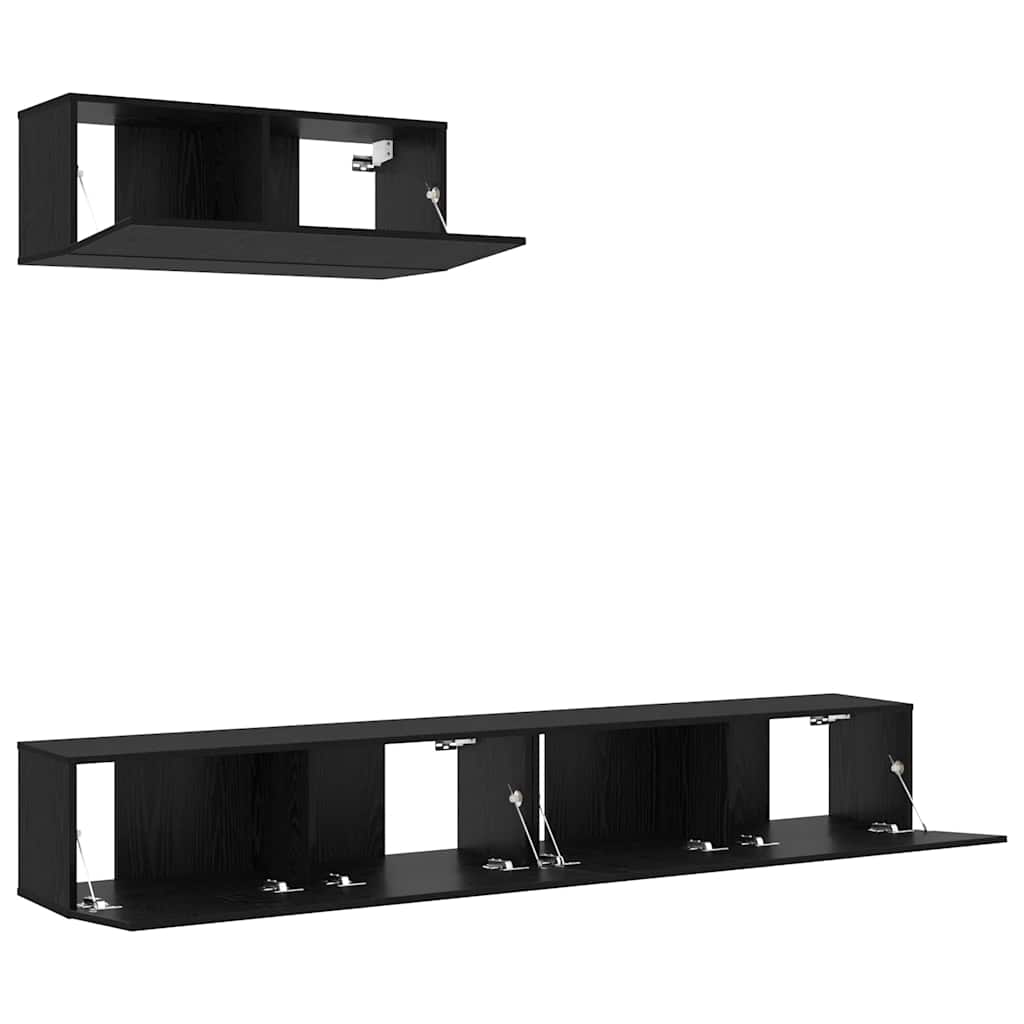 Set TV komoda Zidne 3 pcs Crni hrast Konstruirano drvo
