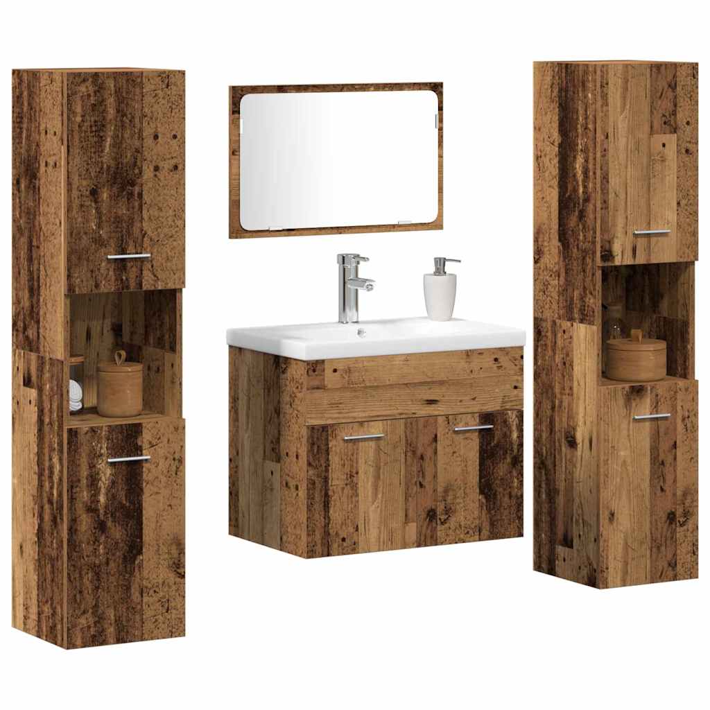 Set namještaja za kupaonicu 4 pcs Staro drvo Konstruirano drvo