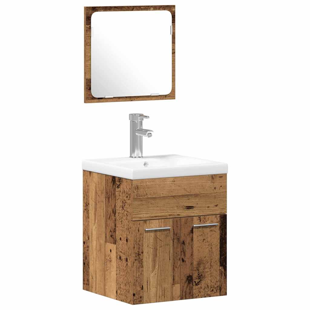 Set namještaja za kupaonicu 4 pcs Staro drvo Konstruirano drvo