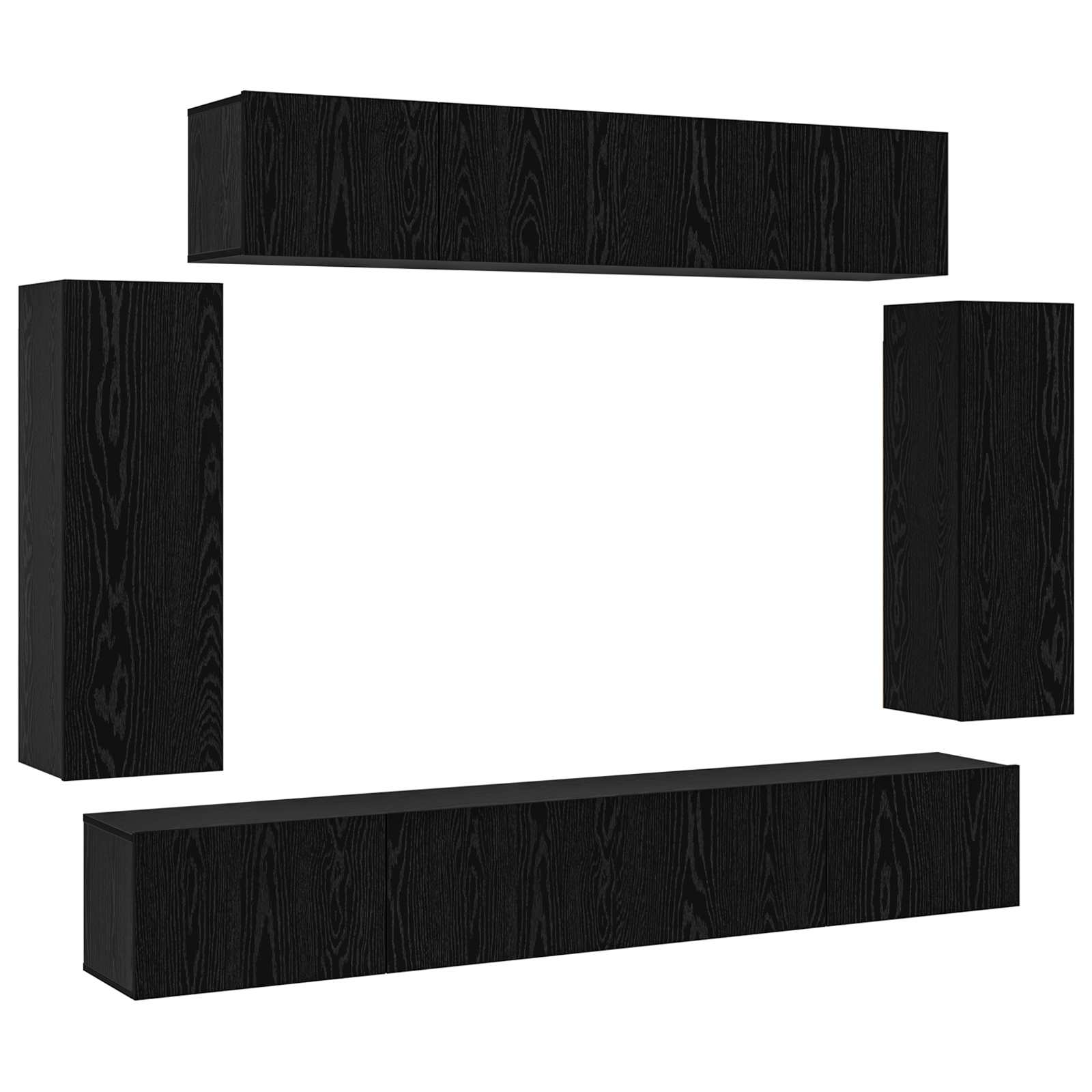 Set TV komoda Zidne 6 pcs Crni hrast 100 x 30 x 30 cm