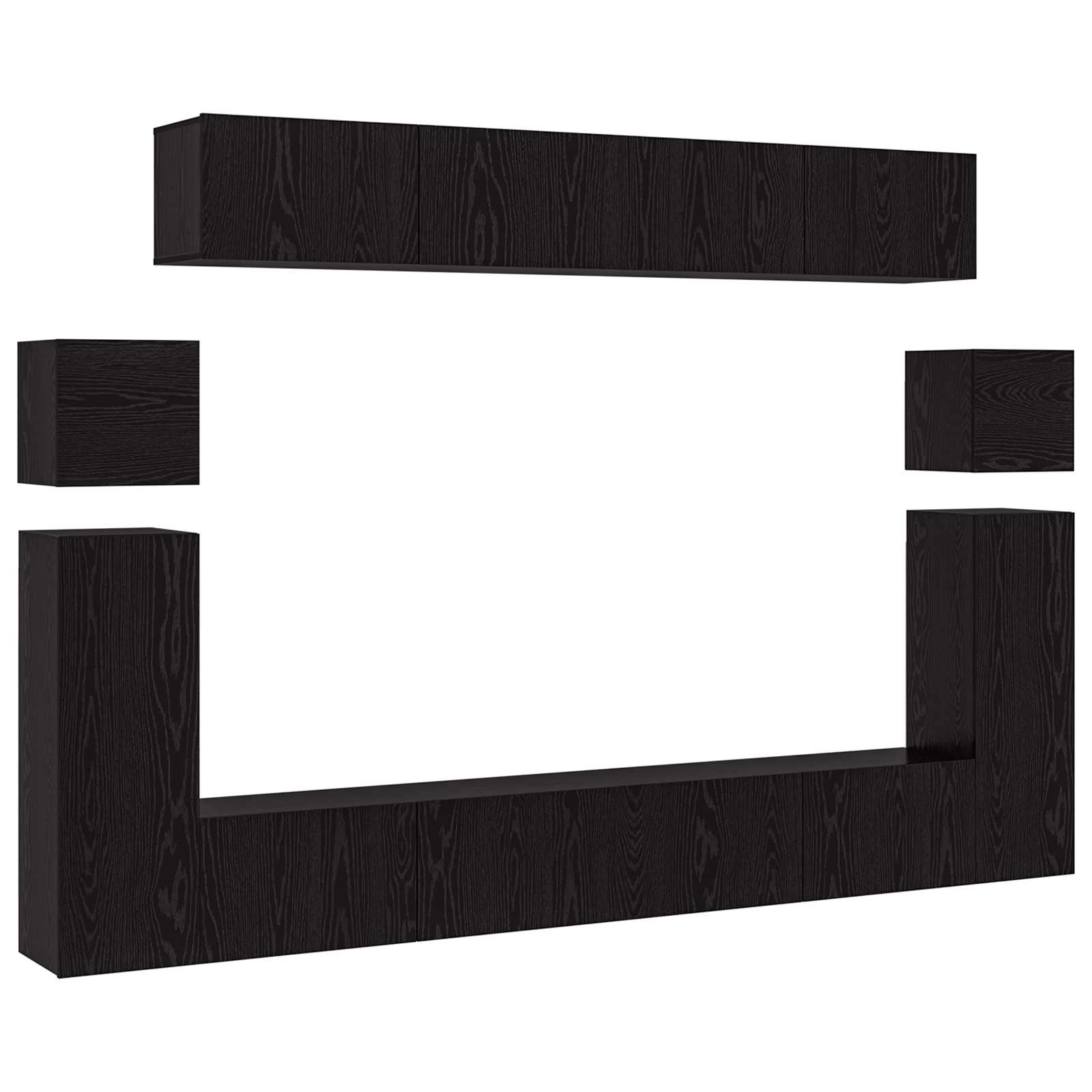 Set TV komoda Zidne 8 pcs Crni hrast Konstruirano drvo