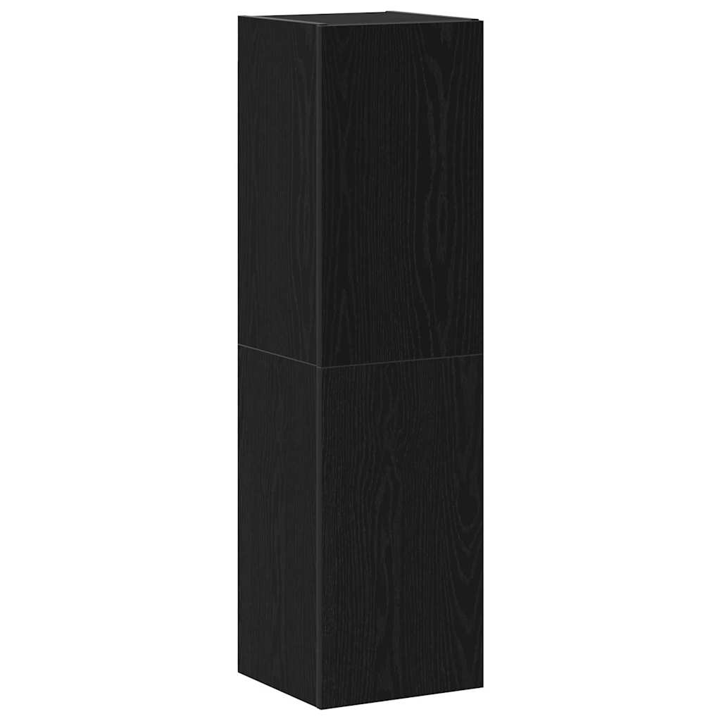 Set TV komoda Zidne 4 pcs Crni hrast Konstruirano drvo