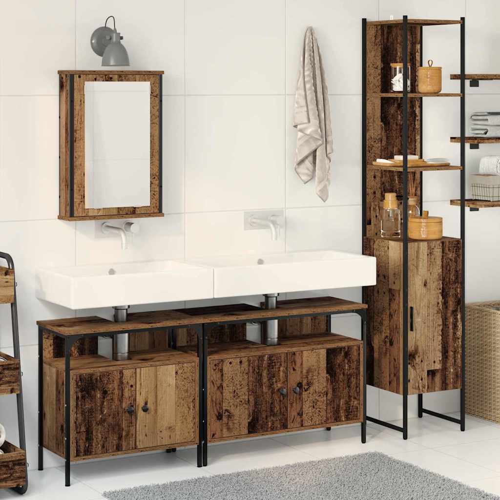 Set namještaja za kupaonicu 4 pcs Staro drvo Konstruirano drvo