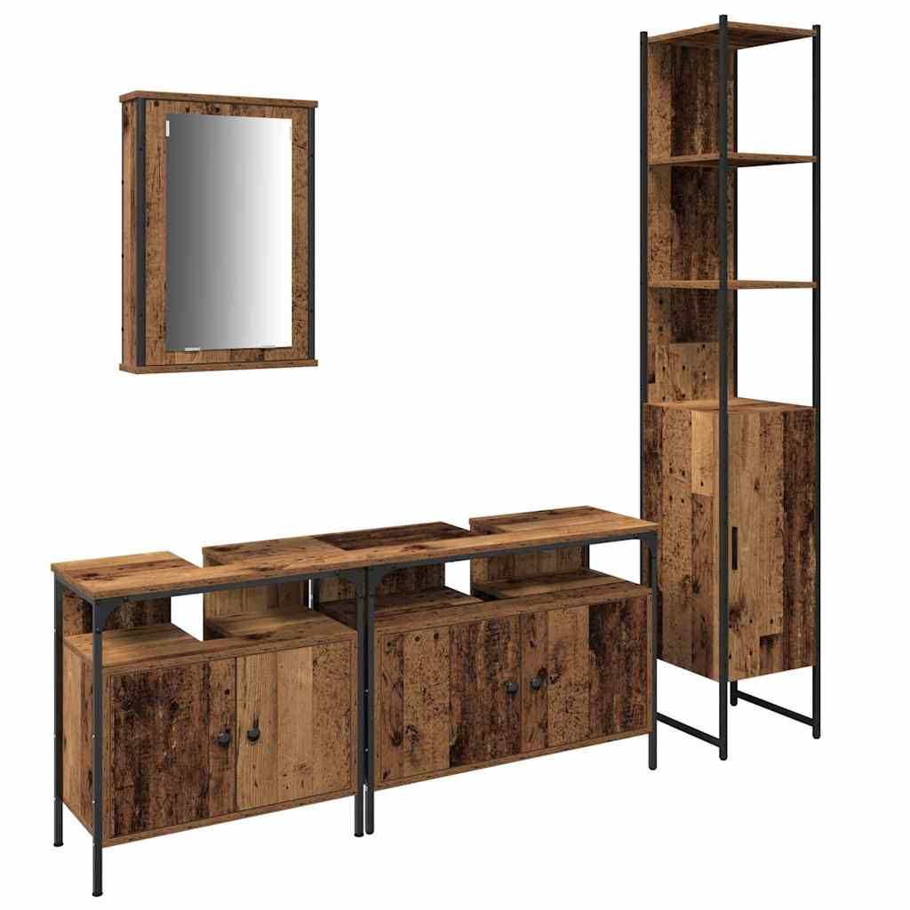 Set namještaja za kupaonicu 4 pcs Staro drvo Konstruirano drvo