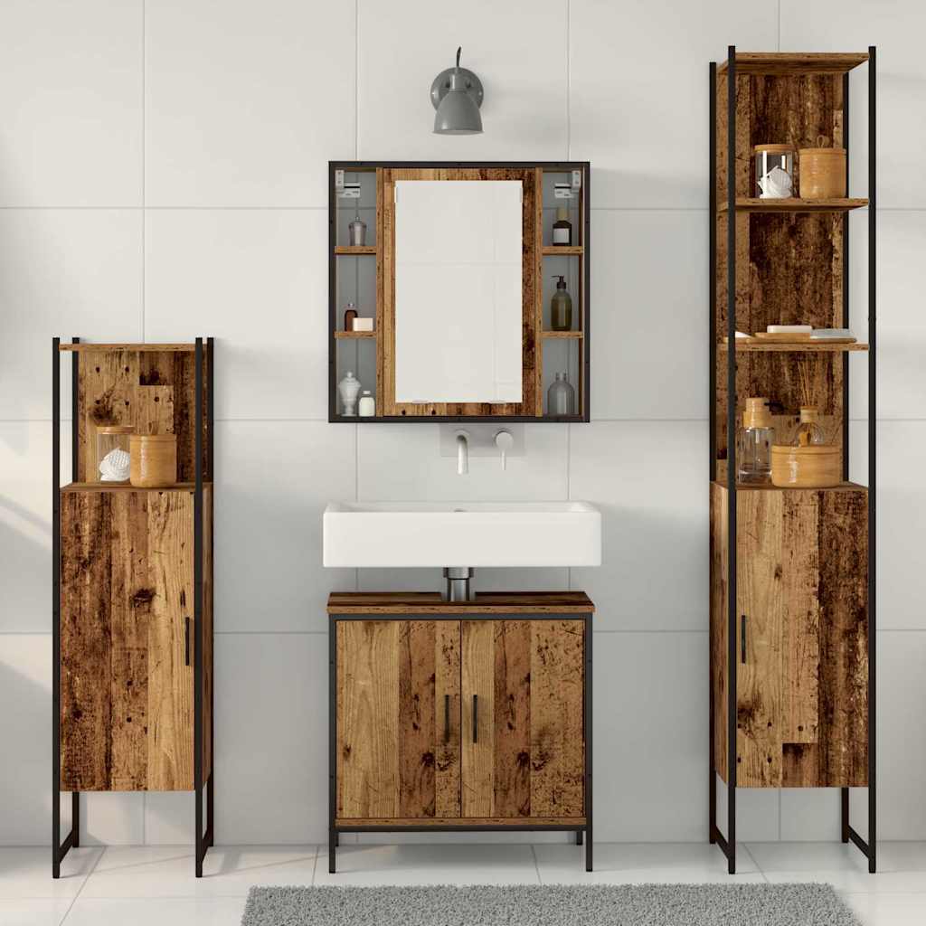 Set namještaja za kupaonicu 4 pcs Smeđa 33 x 33 x 185.5 cm