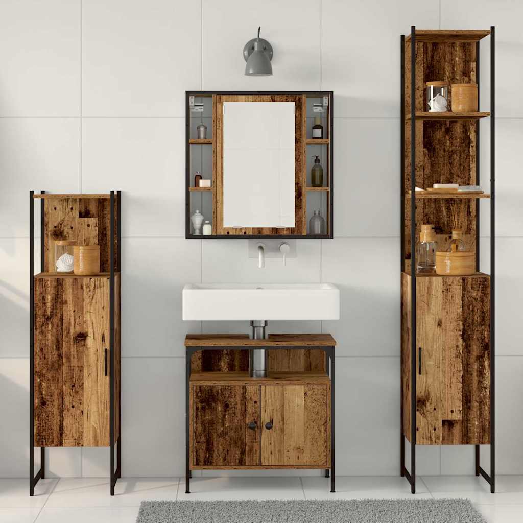 Set namještaja za kupaonicu 4 pcs Staro drvo Konstruirano drvo