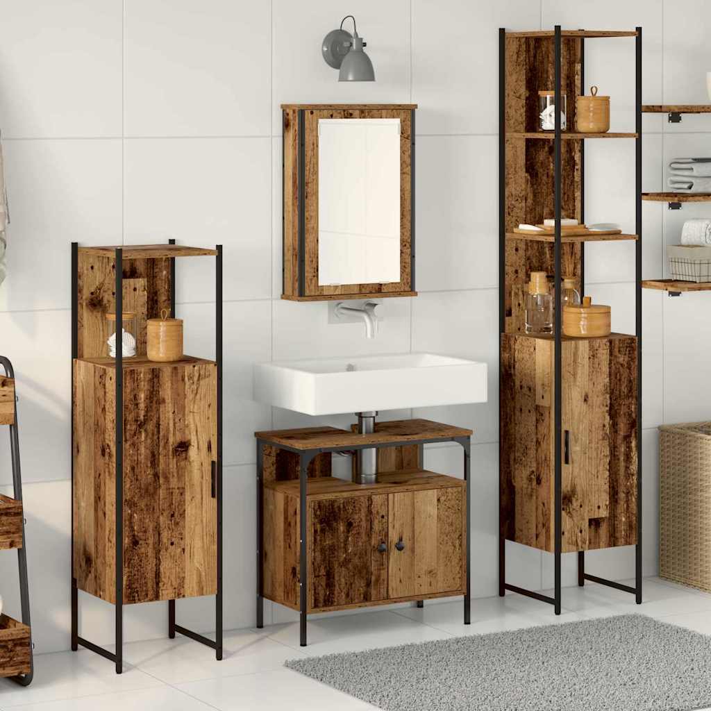 Set namještaja za kupaonicu 4 pcs Staro drvo Konstruirano drvo