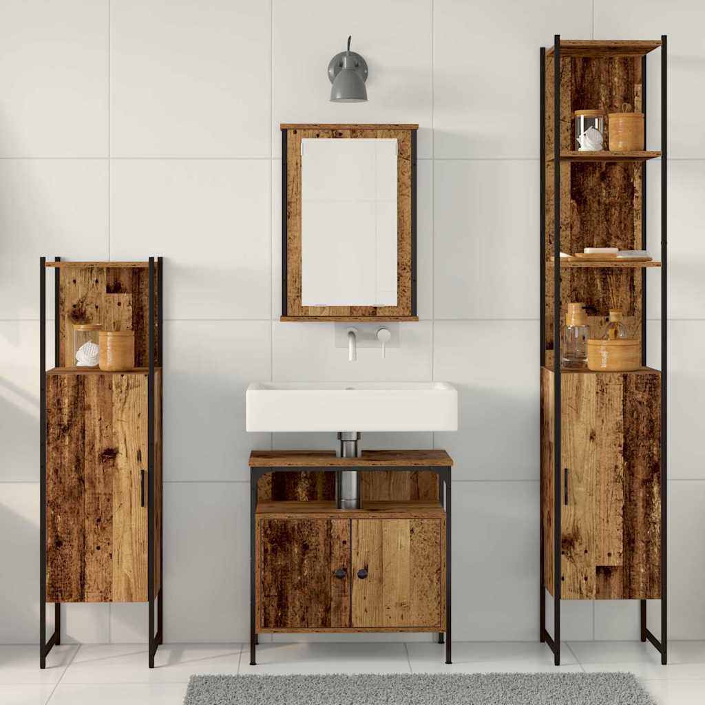 Set namještaja za kupaonicu 4 pcs Staro drvo Konstruirano drvo