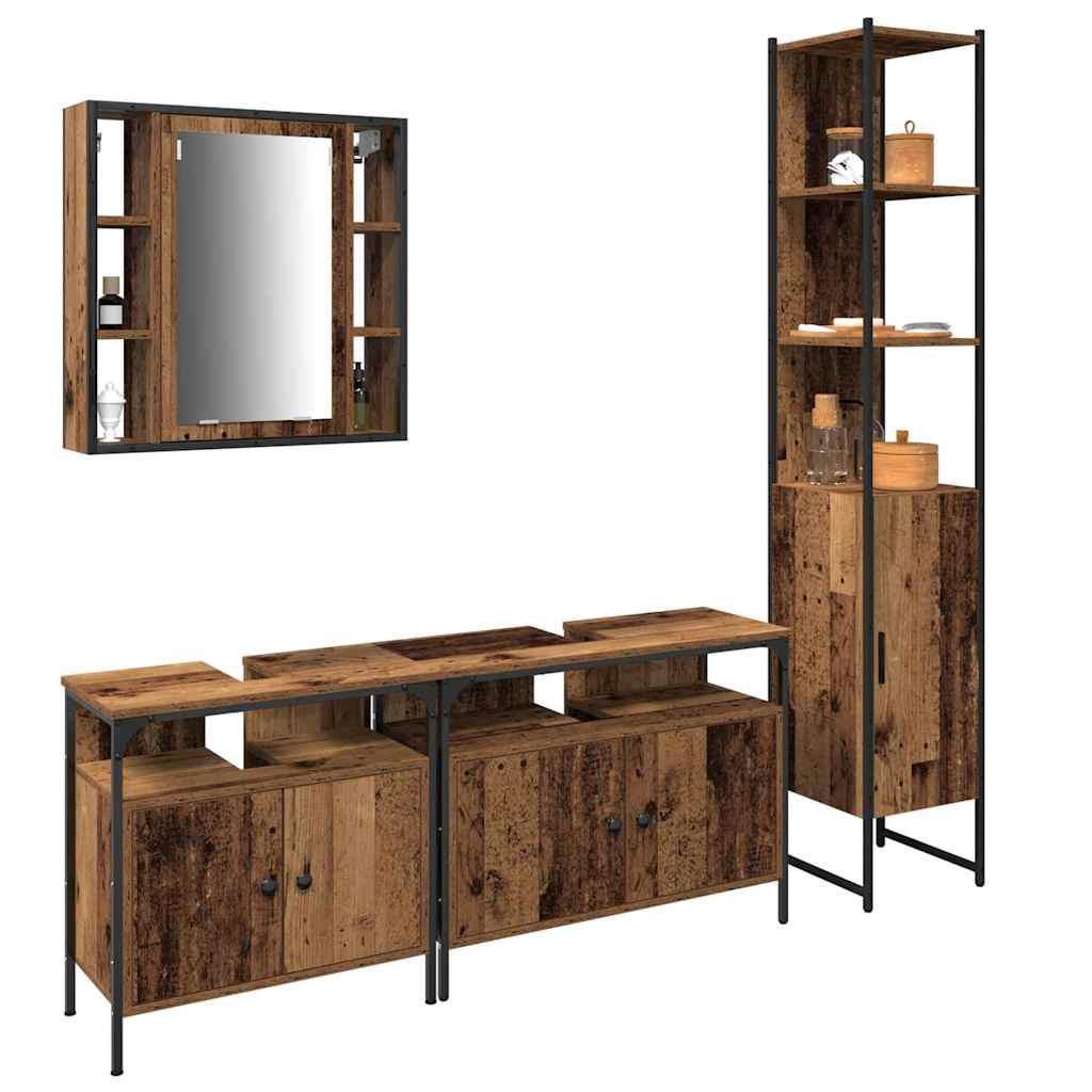 Set namještaja za kupaonicu 4 pcs Staro drvo Konstruirano drvo