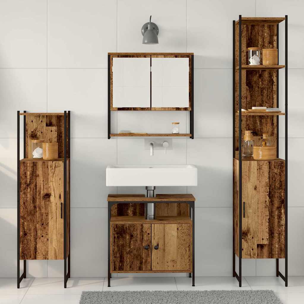 Set namještaja za kupaonicu 4 pcs Staro drvo Konstruirano drvo