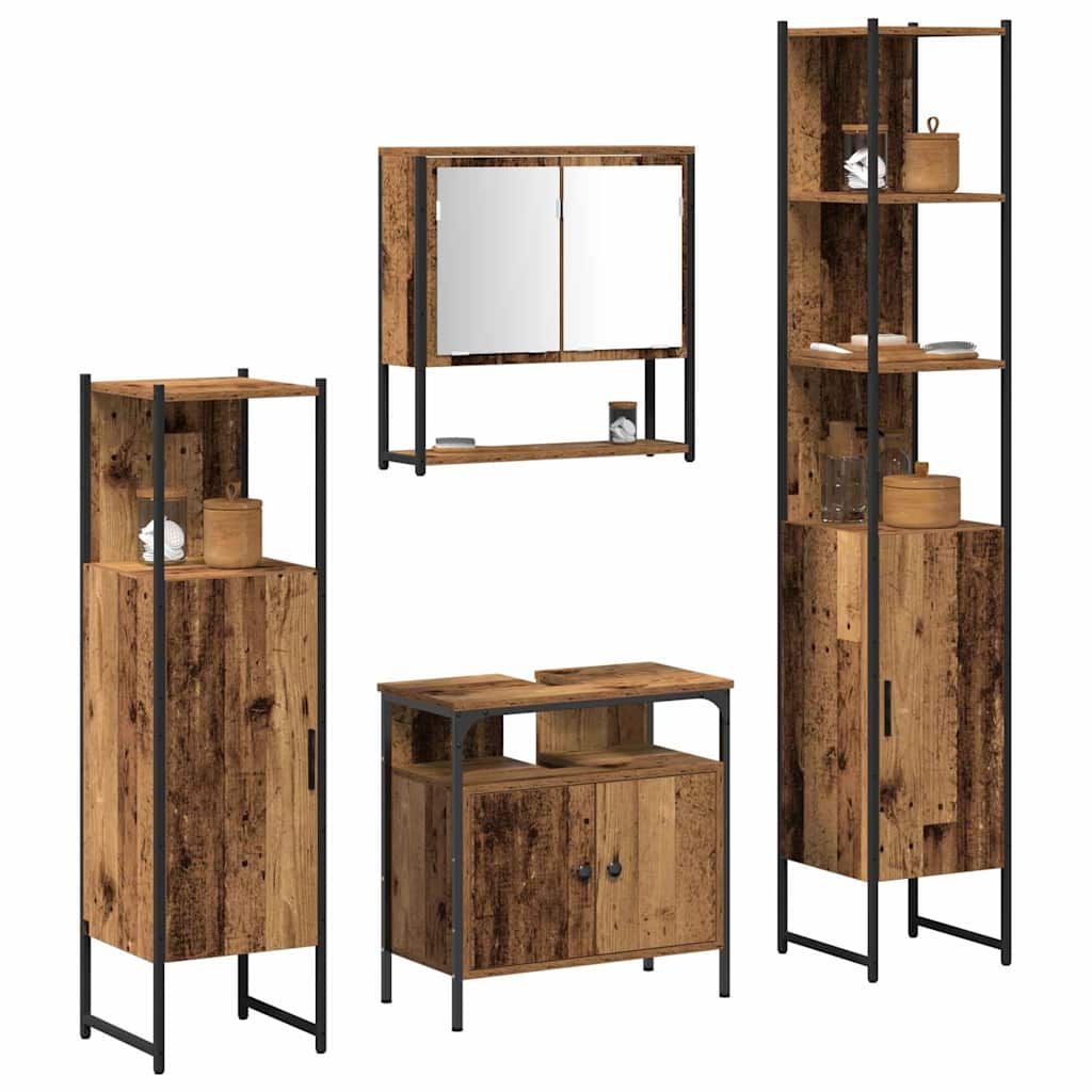 Set namještaja za kupaonicu 4 pcs Staro drvo Konstruirano drvo