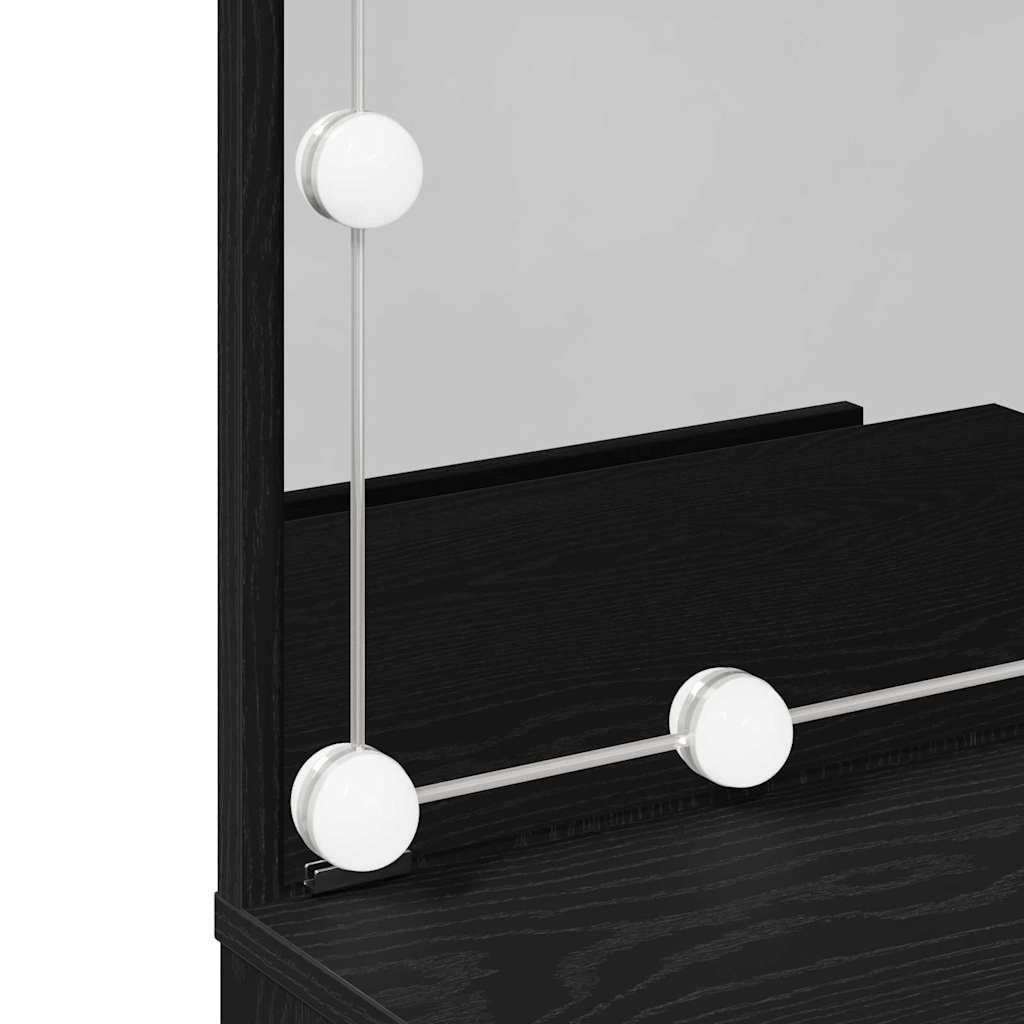LED Set Toaletnog Stola s ladicama Crni hrast 140 x 40 x 140 cm