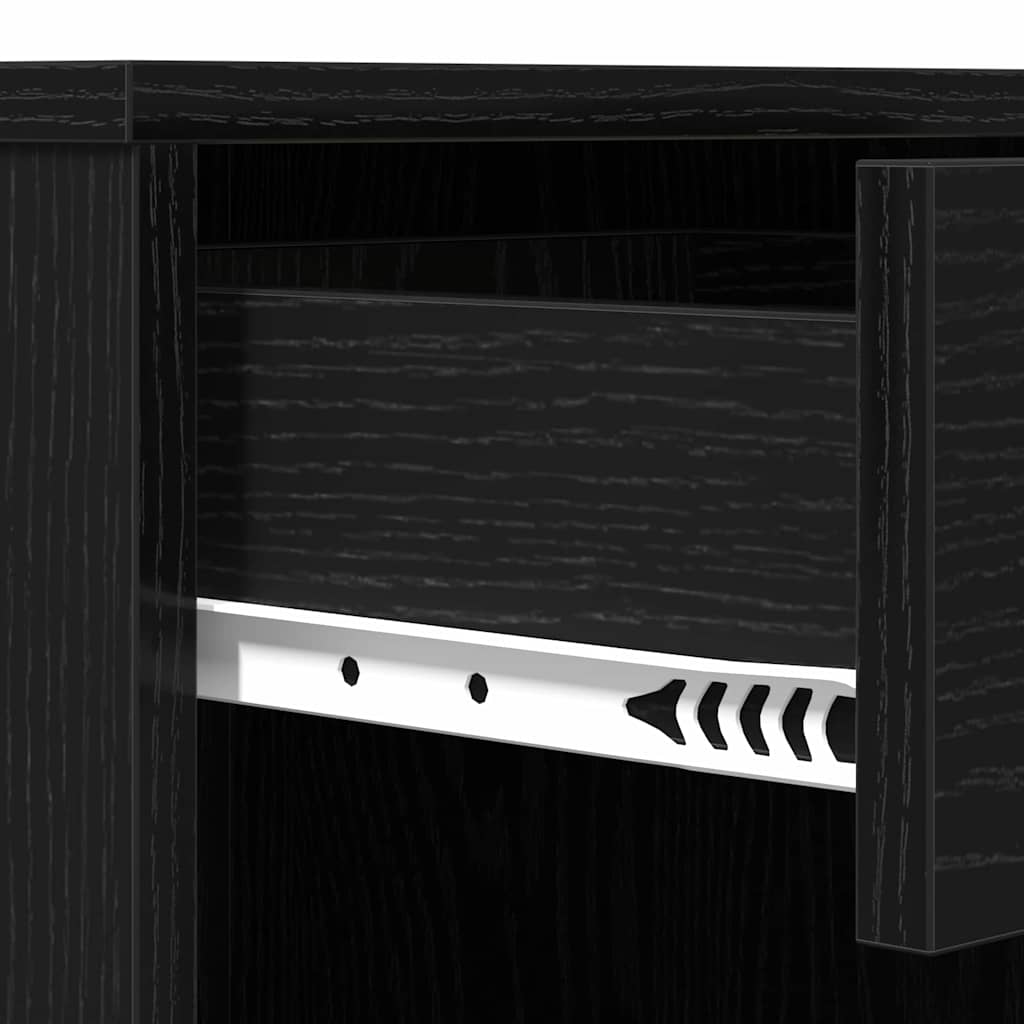 LED Set Toaletnog Stola s ladicama Crni hrast 140 x 40 x 140 cm