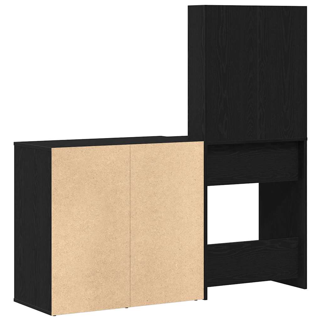 LED Set Toaletnog Stola s ladicama Crni hrast 140 x 40 x 140 cm
