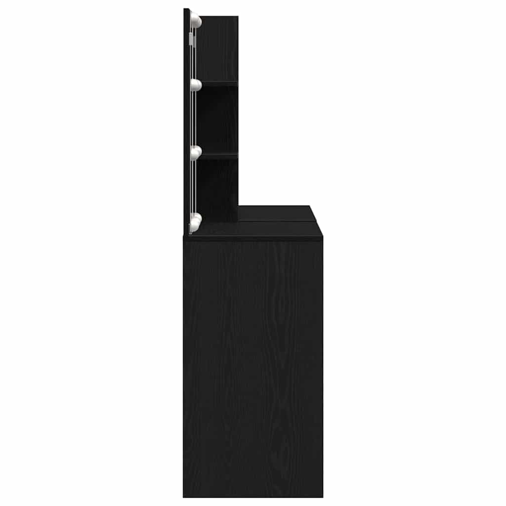 LED Set Toaletnog Stola s ladicama Crni hrast 140 x 40 x 140 cm
