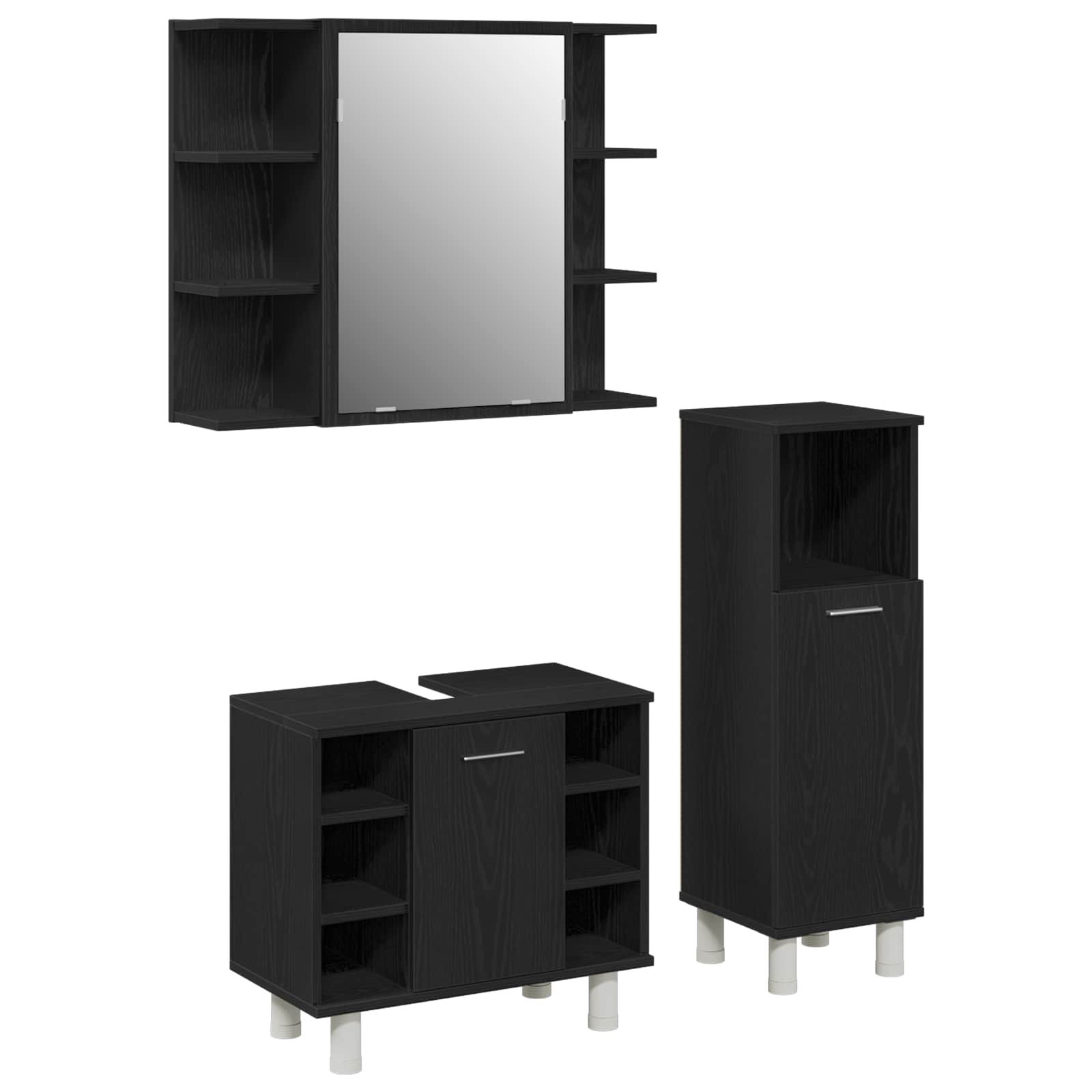 Set namještaja za kupaonicu Zidne 3 pcs Crna 30 x 30 x 99,5 cm