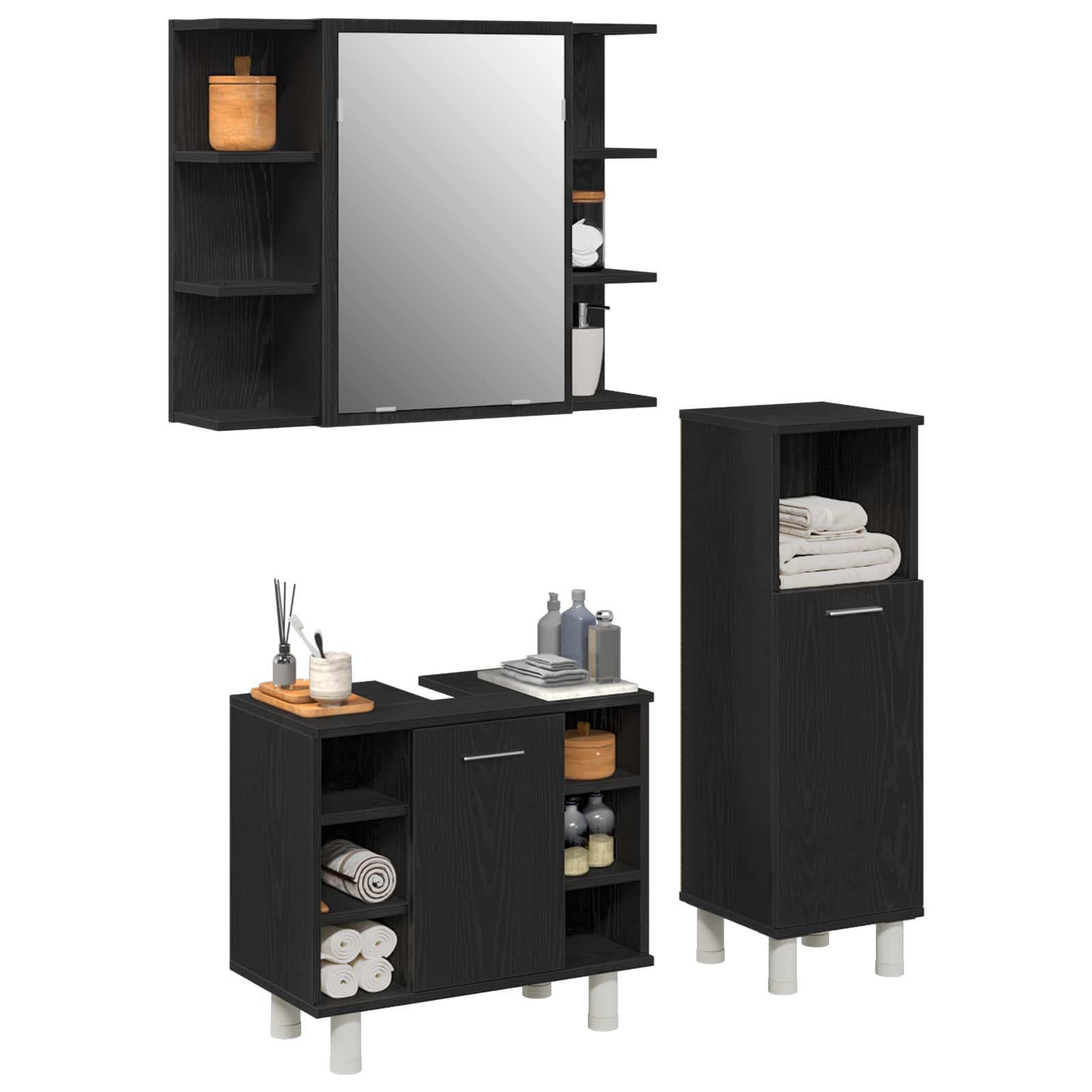Set namještaja za kupaonicu Zidne 3 pcs Crna 30 x 30 x 99,5 cm