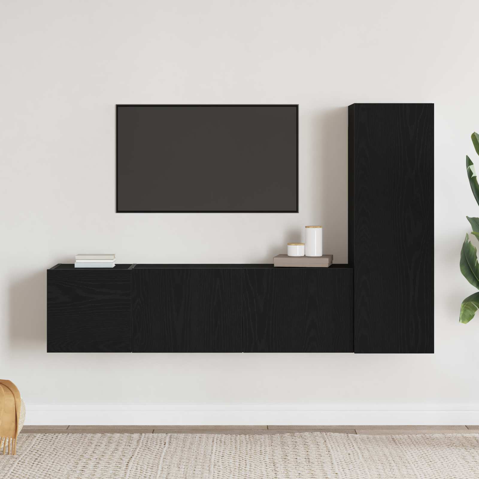 Set TV komoda Zidne 3 pcs Crni hrast 130,5 x 30 x 140 cm