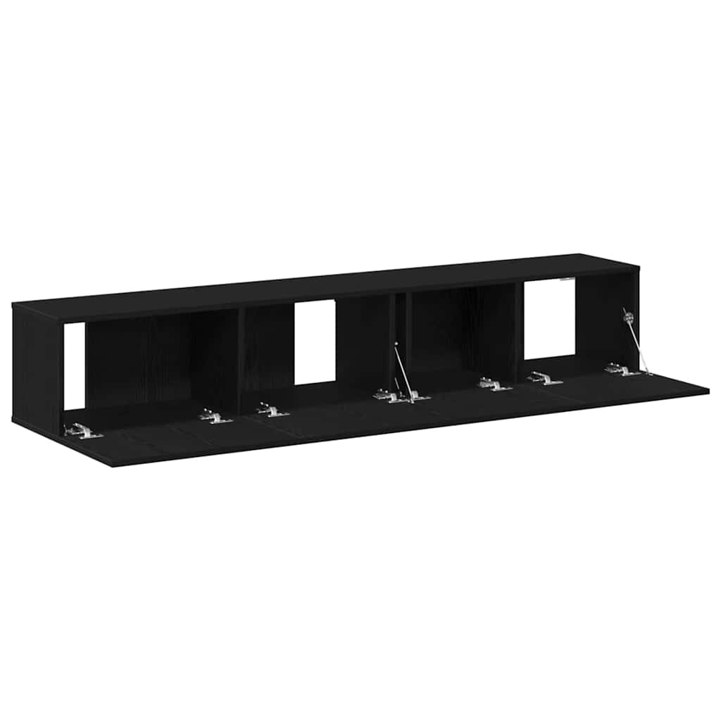 Set TV komoda Zidne 2 pcs Crni hrast Konstruirano drvo